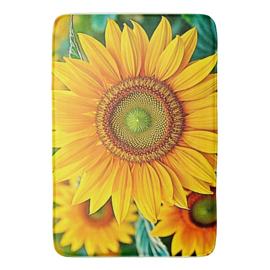 Gouden Zonnebloem Field Serenity Design Badmat (Voorkant Verticaal)