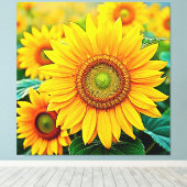 Gouden Zonnebloem Field Serenity Design Canvas Afdruk (Insitu (Houten vloer))