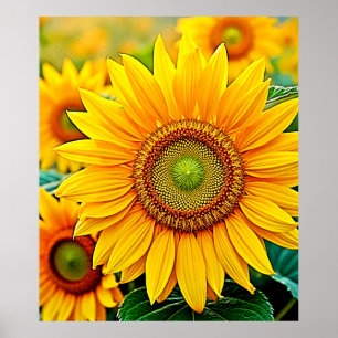 Gouden Zonnebloem Field Serenity Design Poster