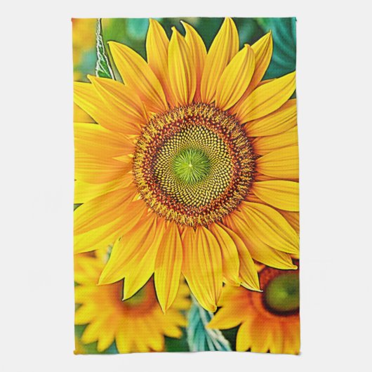 Gouden Zonnebloem Field Serenity Design Theedoek (Verticaal)