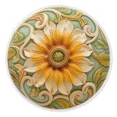 Gouden Zonnebloem Glorie Keramische Knob Pull Knop (Voorkant)