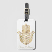 Gouden Zonnebloem Hamsa Hand Bagagelabel (Voorkant (verticaal))