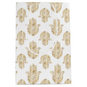 Gouden Zonnebloem Hamsa Hand Medium Cadeauzakje (Voorkant)