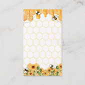 Gouden Zonnebloem Honingraat Honingbij Baby shower Informatiekaartje (Achterkant)