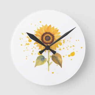 Gouden Zonnebloem Ronde Klok