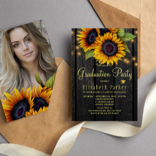 Gouden zonnebloemen, bijtende PHOTO graduatie part Kaart
