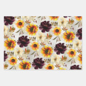Gouden zonnebloemen en wijnbloemen inpakpapier vel (Voorkant)