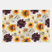 Gouden zonnebloemen en wijnbloemen inpakpapier vel (Voorkant 3)