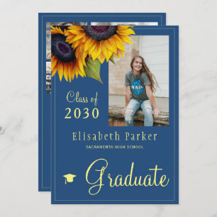 Gouden zonnebloemen PHOTO Collage graduparty Kaart