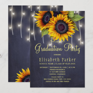 Gouden zonnebloemen rustieke lichten graduatie par kaart