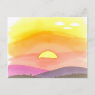 Gouden Zonsondergang Horizon Schitterende Prentbri Briefkaart