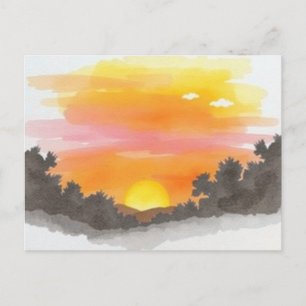 Gouden Zonsondergang Horizon Schitterende Prentbri Briefkaart