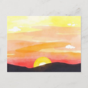 Gouden Zonsondergang Horizon Schitterende Prentbri Briefkaart