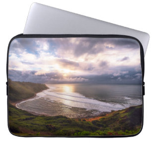Gouden Zonsondergang Kust Oceaan Landschap Foto Af Laptop Sleeve