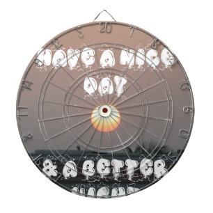 Gouden zonsondergang met leuke dag/nacht wensen dartbord