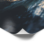 Gouden Zonsondergang Oceaan Golven op Rotsen Seren Perfect Poster (Hoek)