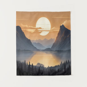 Gouden zonsondergang over majestueuze berglandscha wandkleed