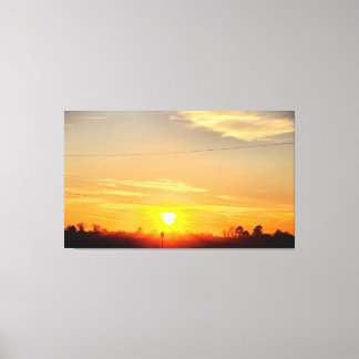 Gouden Zonsondergang Over Silhouetbomen Canvas Afdruk