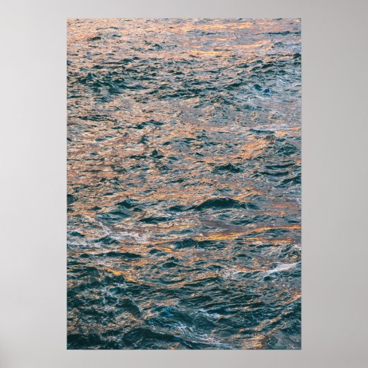 Gouden Zonsondergang Reflectie op Ocean Waves - Tr Poster (Voorkant)