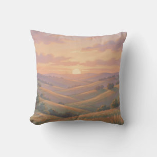 Gouden Zonsondergang Rollende Heuvels Pastel Lands Kussen