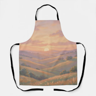 Gouden Zonsondergang Rollende Heuvels Pastel Lands Schort
