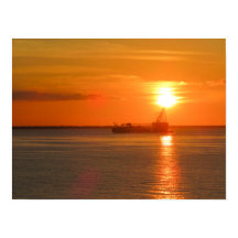 Gouden Zonsondergang Schip Silhouet Cozumel