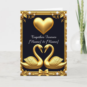 Gouden Zwanen Paar Hart Trouw Romantische Kaart 💍