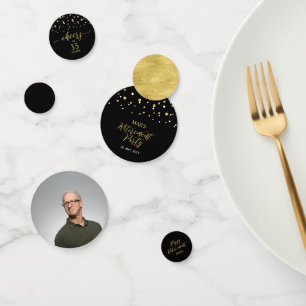 Gouden Zwart Confetti Modern Verjaardagsfeest Deco
