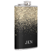 Gouden Zwart Glitter Meisjesachtige Monogram Begin Heupfles (Rechts)