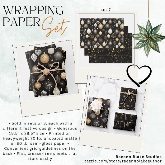 Gouden Zwart Gouden Inpakpapier Vellen Set 7