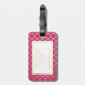 Gouden, Zwart & heet roze quatrefoilBagagelabel Bagagelabel (Achterkant verticaal)