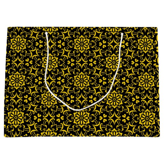 Gouden zwart-wit arabesk tas groot cadeauzakje (Voorkant)