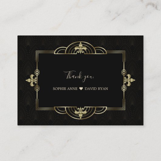 Gouden Zwarte Art Deco QR Code Huwelijk Informatiekaartje (Achterkant)