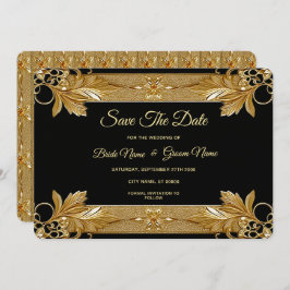 Gouden zwarte  bloem Bewaar de datum Save The Date