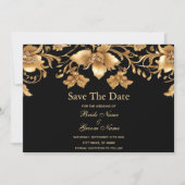 Gouden zwarte bloem Bewaar de datum Save The Date (Voorkant)