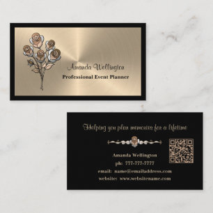 Gouden & Zwarte Bloem QR Code visitekaartje
