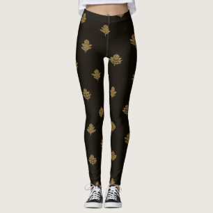 Gouden Zwarte Broek Patroon Leggings