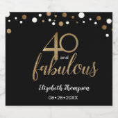 Gouden zwarte Confetti 40 en Fabulous Sparkling Wi Sparkling Wijnetiket (Enkel label)