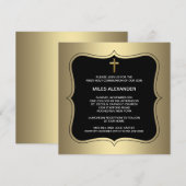 Gouden Zwarte Cross Jongens Eerste Communie Kaart (Voorkant / Achterkant)