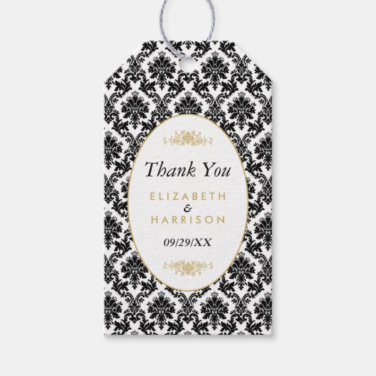 gouden, zwarte en witte dpersen cadeaulabel (Voorkant)