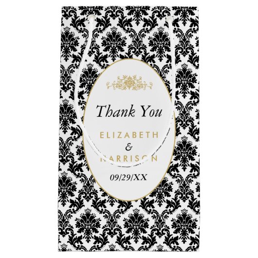  gouden, zwarte en witte dpersen klein cadeauzakje (Voorkant)