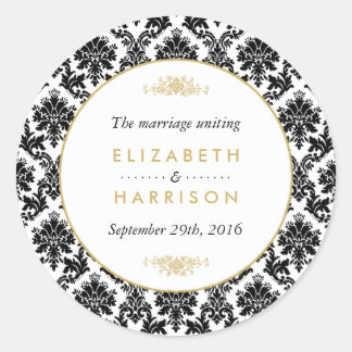  gouden, zwarte en witte dpersen ronde sticker