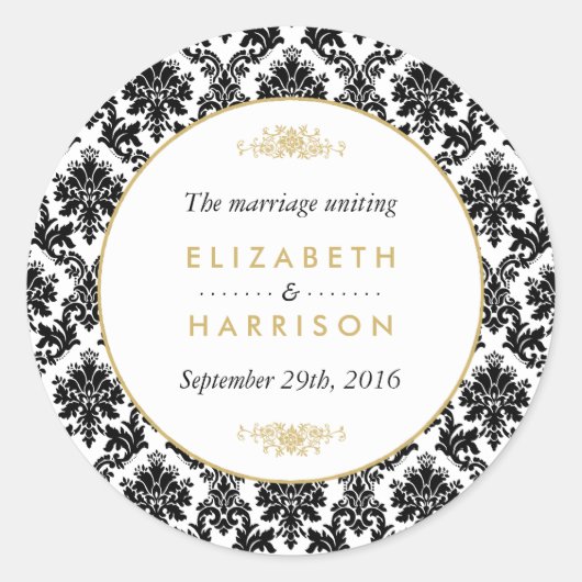  gouden, zwarte en witte dpersen ronde sticker (Voorkant)