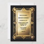 Gouden zwarte foto pensioen afscheid art deco kaart (Voorkant)