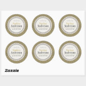 Gouden Zwarte Geometrisch Patroon Gemaakt Door Lab Ronde Sticker (Vel)