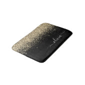 Gouden Zwarte Glitter Script Monogram Meisjesnaam Badmat (Gekanteld)