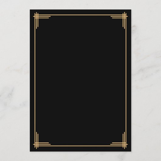 Gouden Zwarte Great Gatsby Art Deco Trouwmenu Menu (Achterkant)