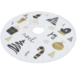 Gouden zwarte kerstboom accessoire wanten fleece kerstboom rok