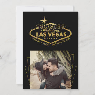 Gouden Zwarte Las Vegas Huwelijksfoto Save The Date