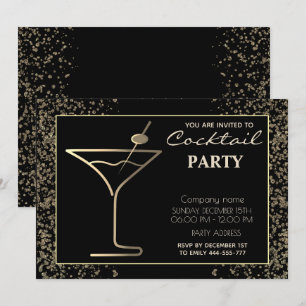 Gouden zwarte luxe vakantie cocktail party kaart